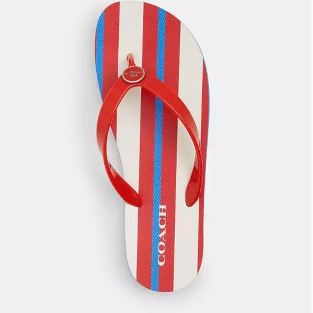 #24 COACH Zayn Flip Flop With Stripe Print